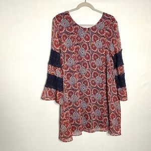 Volcom Making Magic Floral Patterned Dress with Navy Accents Sz S